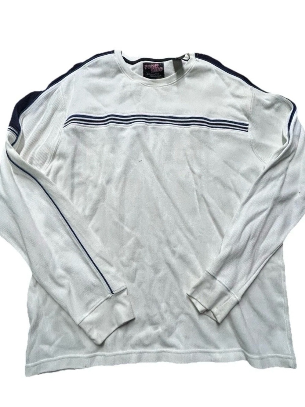 Vintage Y2K Men’s Point Zero White Sweater Black Stripes Size XXL